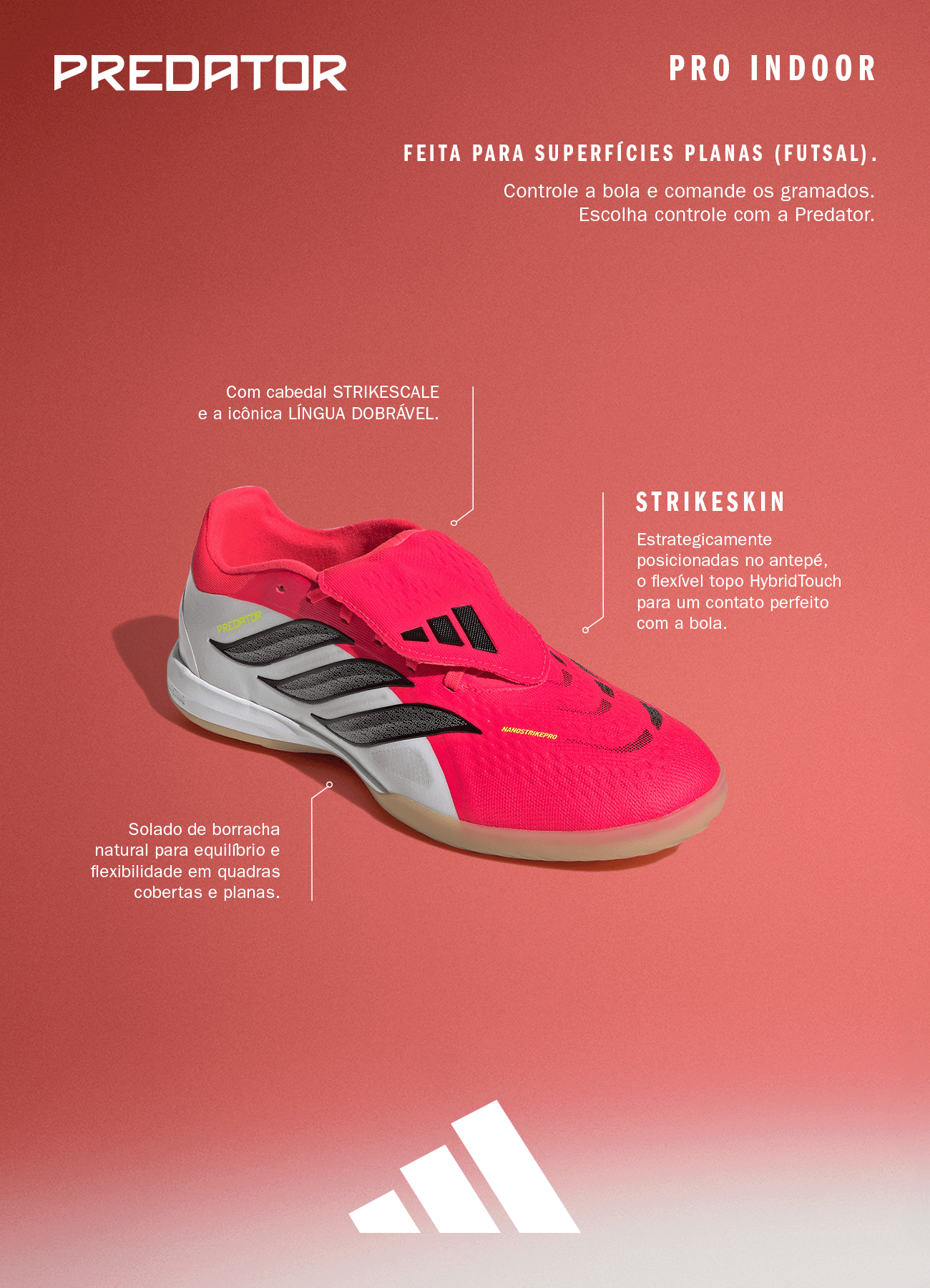 Chuteira Futsal Adidas Predator League Língua Dobrável Unissex